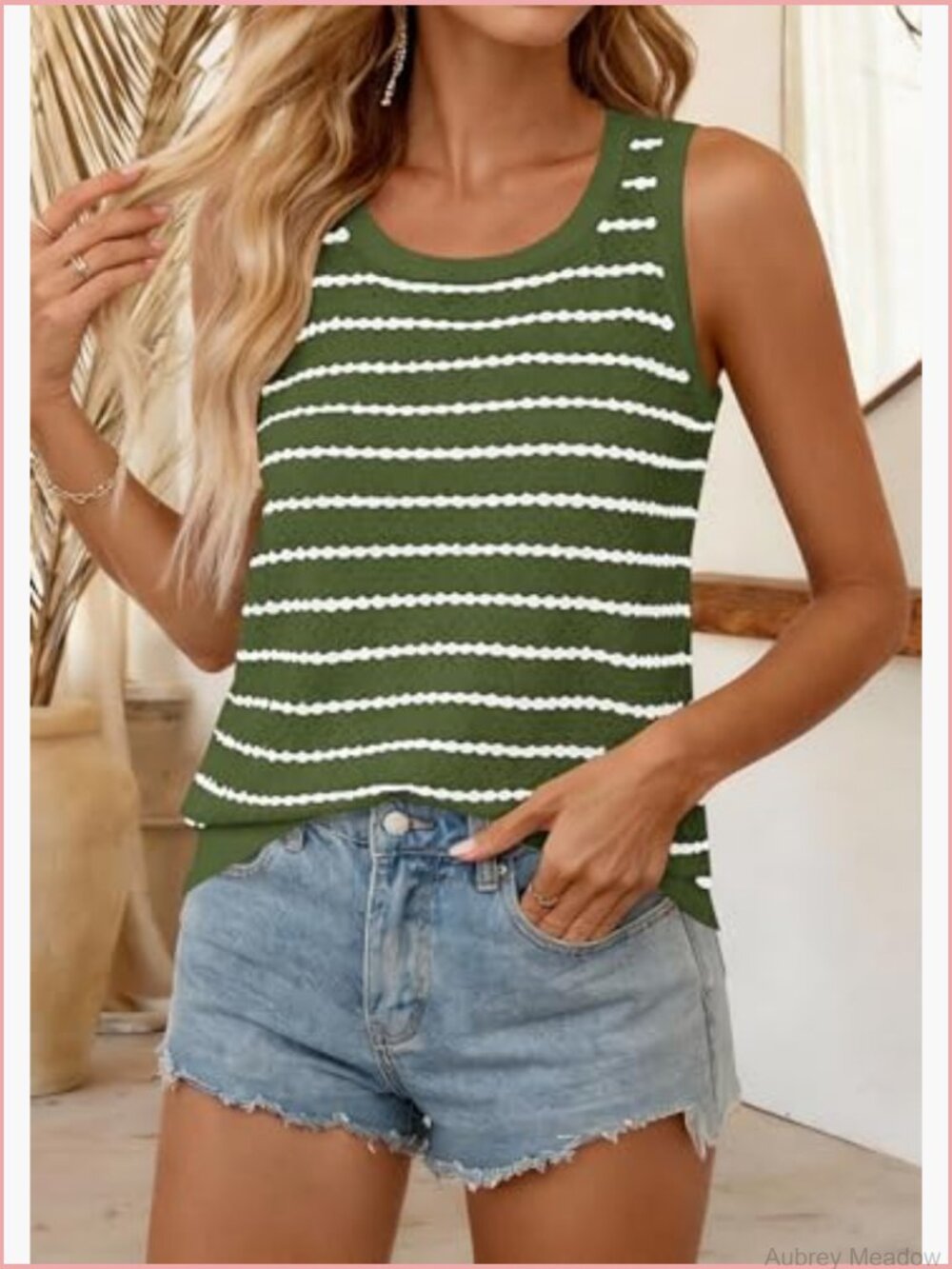 Crochet Striped Sweater Vest Tank Top Sleeveless Knit Pullover Women's Casual - Picture 5 of 7